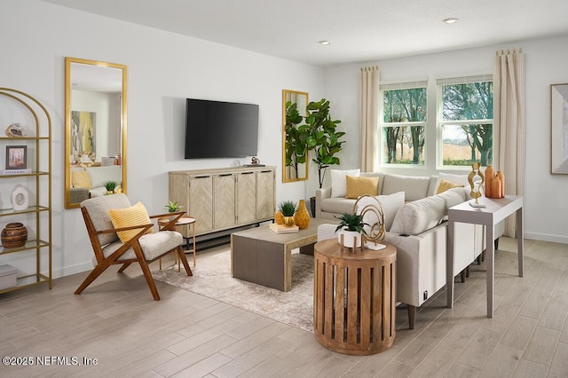 19 Sandy Ln, Palm Coast, FL 32164 - living room with light wood-style floors, recessed lighting, and baseboards