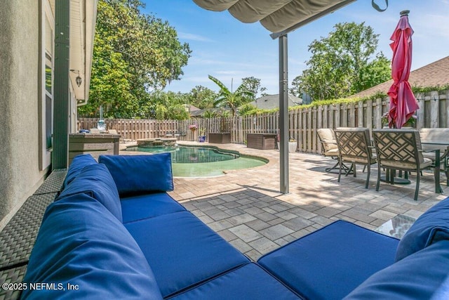 2918 Grande Oaks Way, Fleming Island, FL 32003 - fenced backyard featuring a patio, outdoor lounge area, and outdoor dining space