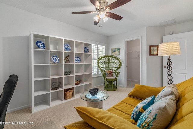 271 Roaring Brook Dr, Saint Augustine, FL 32084 - carpeted living area with a ceiling fan and baseboards