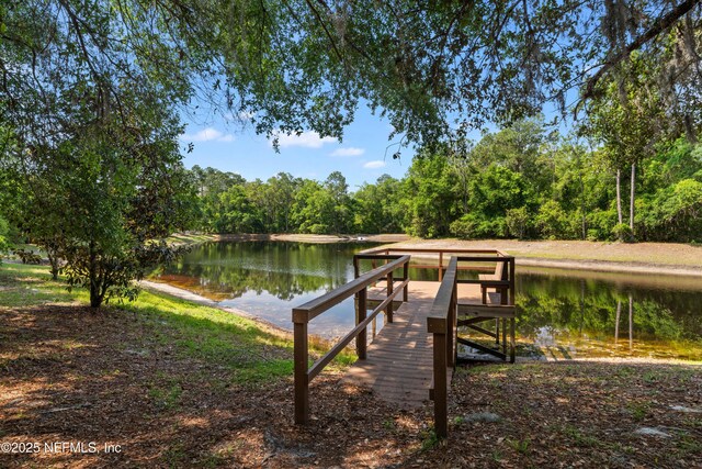 271 Roaring Brook Dr, Saint Augustine, FL 32084 - dock area with a water view and a wooded view