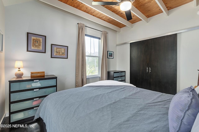 171 Twine St, Saint Augustine, FL 32084 - bedroom featuring wood ceiling with exposed beams and ceiling fan