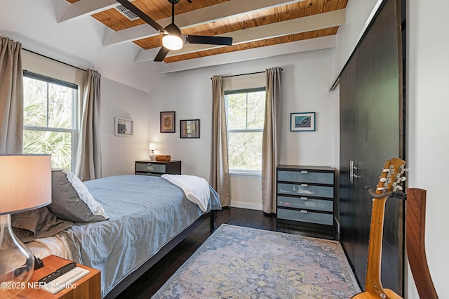 171 Twine St, Saint Augustine, FL 32084 - bedroom with wooden ceiling, wood finished floors, baseboards, and ceiling fan
