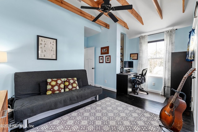 171 Twine St, Saint Augustine, FL 32084 - living room featuring wood finished floors, ceiling fan, baseboards, and a desk