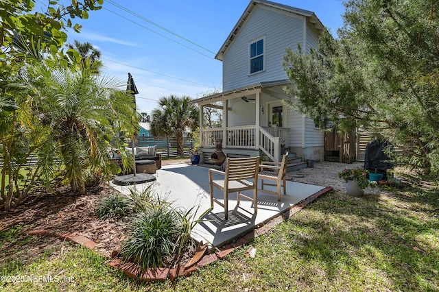 171 Twine St, Saint Augustine, FL 32084 - rear view of house with ceiling fan, covered porch, and a patio area