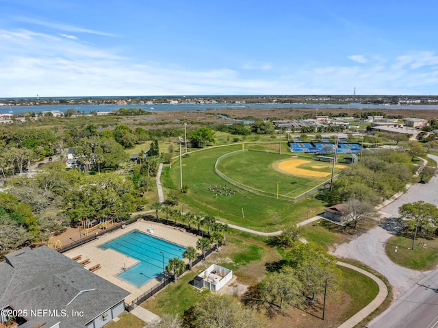 171 Twine St, Saint Augustine, FL 32084 - drone / aerial view of a pool area and a large body of water