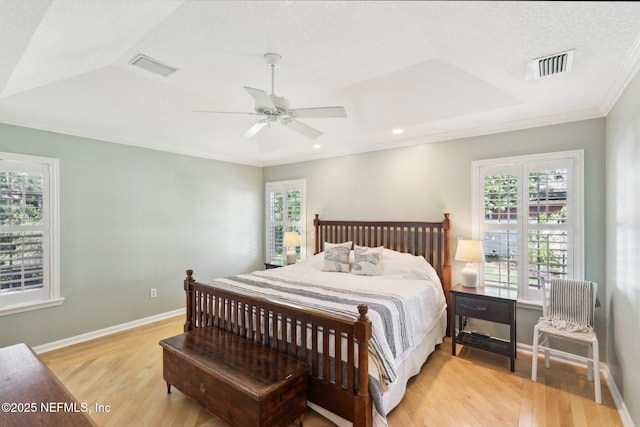 232 Shell Bluff Ct, Ponte Vedra Beach, FL 32082 - bedroom featuring light wood-style flooring, baseboards, ceiling fan, crown molding, and recessed lighting
