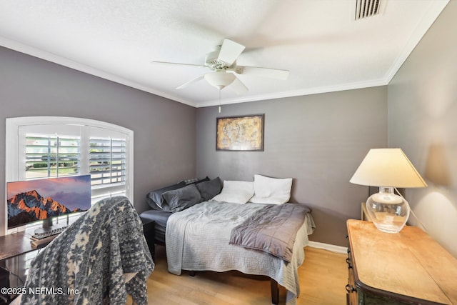 232 Shell Bluff Ct, Ponte Vedra Beach, FL 32082 - bedroom featuring wood finished floors, ornamental molding, and a ceiling fan