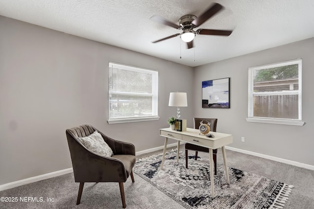 5916 Redberry Ln, Jacksonville, FL 32211 - carpeted office with a ceiling fan and a textured ceiling