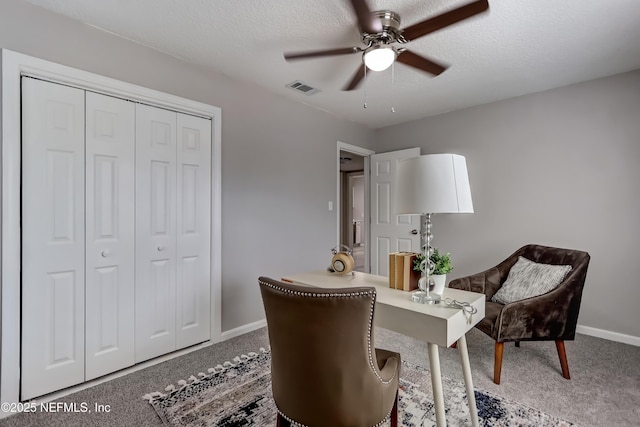 5916 Redberry Ln, Jacksonville, FL 32211 - carpeted office featuring ceiling fan and a textured ceiling