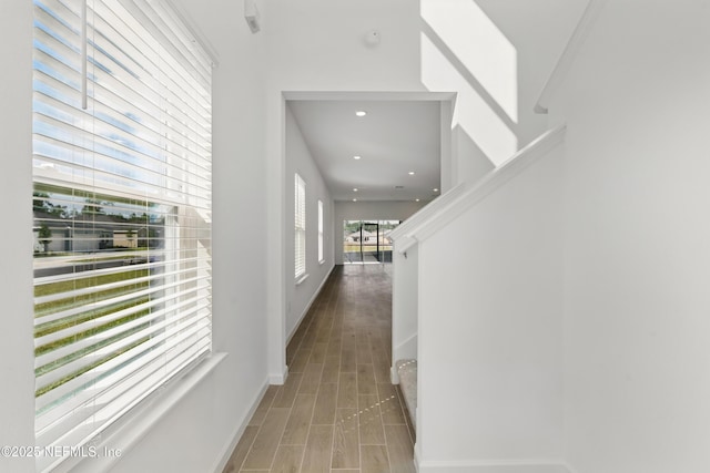 9053 Whinny Way, Jacksonville, FL 32219 - hall with baseboards, recessed lighting, and wood finished floors