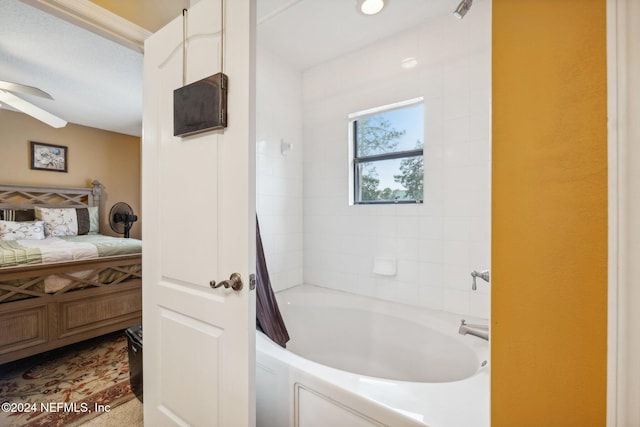 5346 Brighton Park Ln, Jacksonville, FL 32210 - bathroom featuring ensuite bath, shower / bath combination with curtain, and a ceiling fan
