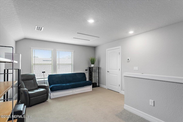 52 Bent Lake Ct, Saint Augustine, FL 32095 - sitting room featuring carpet floors, a textured ceiling, baseboards, a textured wall, and recessed lighting