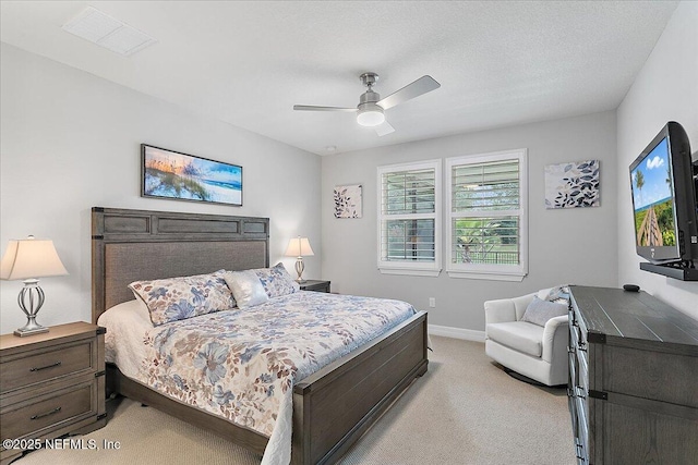 52 Bent Lake Ct, Saint Augustine, FL 32095 - bedroom with light colored carpet, baseboards, and ceiling fan