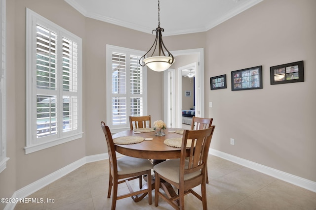 104 Hickory Hill Dr, Saint Augustine, FL 32095 - dining room with crown molding and light tile patterned floors