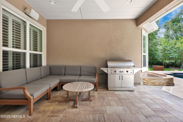 104 Hickory Hill Dr, Saint Augustine, FL 32095 - view of patio with a ceiling fan, outdoor lounge area, and area for grilling
