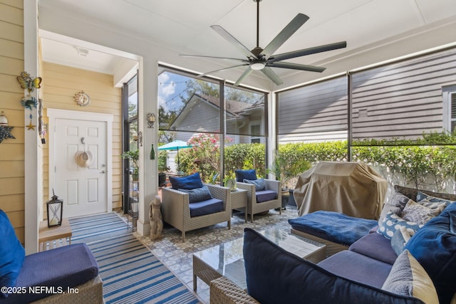 1743 Azalea St, Fernandina Beach, FL 32034 - sunroom / solarium featuring outdoor lounge area and ceiling fan
