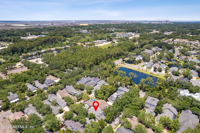 1743 Azalea St, Fernandina Beach, FL 32034 - aerial perspective of suburban area featuring a nearby body of water and a tree filled landscape