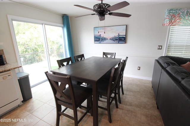 58 Islander Cir, Saint Augustine, FL 32080 - dining space with a ceiling fan and light tile patterned flooring