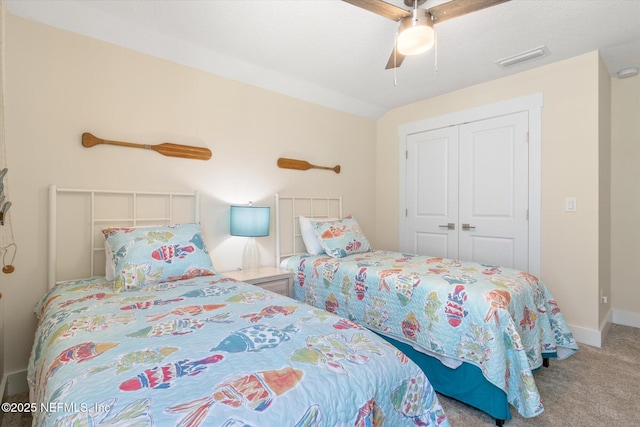 125 5th St, Saint Augustine, FL 32080 - carpeted bedroom featuring a closet, a ceiling fan, and baseboards