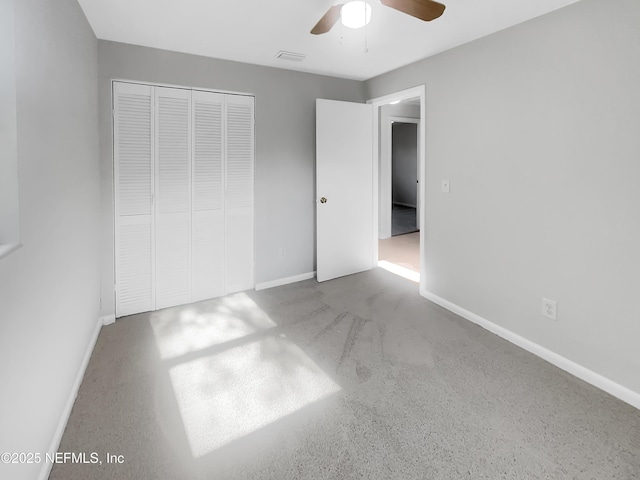 2926 Hunt St, Jacksonville, FL 32254 - unfurnished bedroom featuring baseboards, a closet, and a ceiling fan