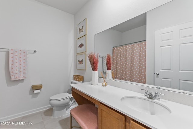 1305 Panther Lk Parkway, Jacksonville, FL 32221 - full bath featuring tile patterned floors, vanity, toilet, baseboards, and a shower with curtain