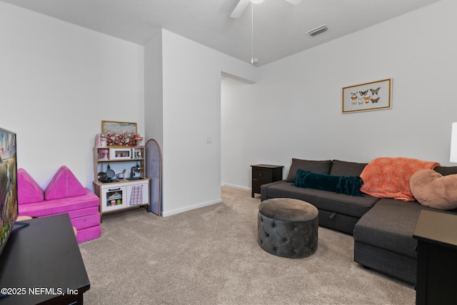 1305 Panther Lk Parkway, Jacksonville, FL 32221 - carpeted living area featuring ceiling fan and baseboards