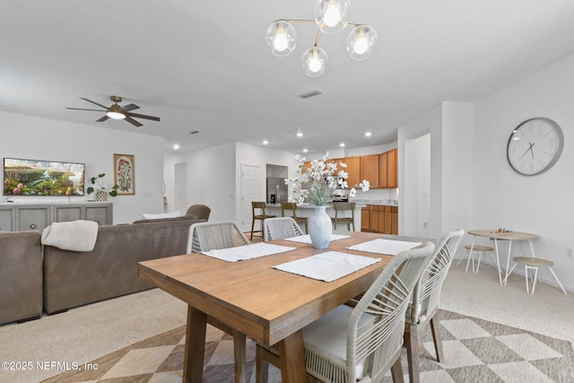 1305 Panther Lk Parkway, Jacksonville, FL 32221 - dining area with light colored carpet, recessed lighting, and a ceiling fan