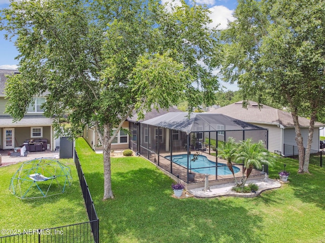 104 Twin Lakes Dr, Saint Augustine, FL 32084 - view of pool featuring a patio area and glass enclosure