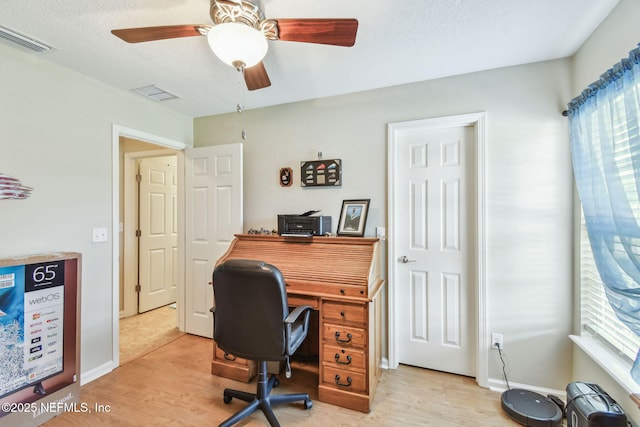 104 Twin Lakes Dr, Saint Augustine, FL 32084 - office featuring light wood-style floors, a ceiling fan, and baseboards