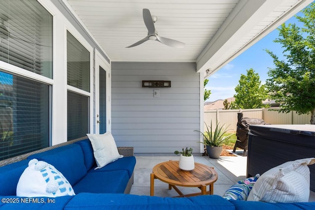 9789 Intellect Trl, Jacksonville, FL 32256 - view of patio with an outdoor hangout area and ceiling fan