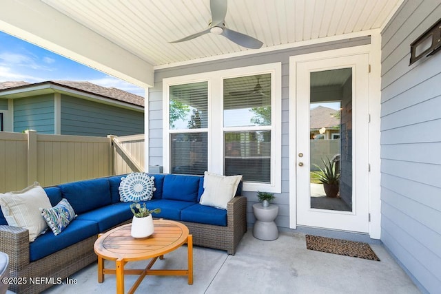 9789 Intellect Trl, Jacksonville, FL 32256 - view of patio with an outdoor hangout area and ceiling fan