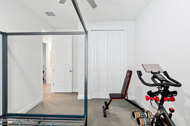 9789 Intellect Trl, Jacksonville, FL 32256 - exercise area with carpet floors, baseboards, and ceiling fan