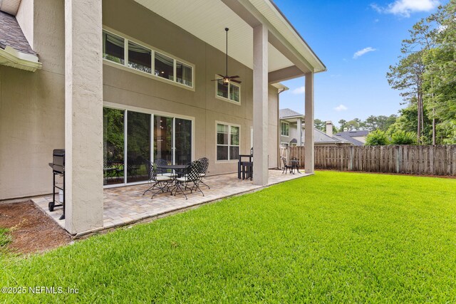 1159 Eastwood Branch Dr, Saint Johns, FL 32259 - rear view of house featuring ceiling fan, stucco siding, and a patio