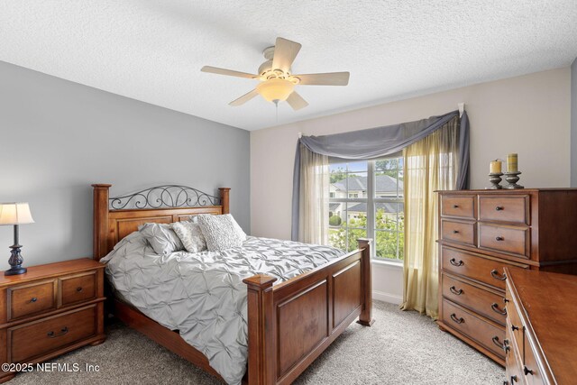 1159 Eastwood Branch Dr, Saint Johns, FL 32259 - bedroom with light colored carpet, a textured ceiling, and ceiling fan