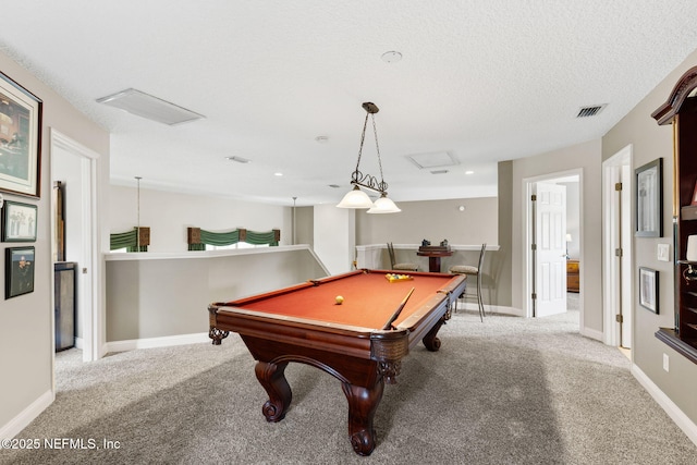 1159 Eastwood Branch Dr, Saint Johns, FL 32259 - playroom featuring carpet floors, pool table, baseboards, and a textured ceiling