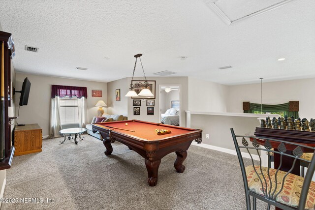 1159 Eastwood Branch Dr, Saint Johns, FL 32259 - playroom featuring carpet floors, pool table, a textured ceiling, and baseboards