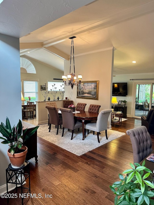 4026 Corrientes Ct E, Jacksonville, FL 32217 - dining space featuring a chandelier, healthy amount of natural light, baseboards, dark wood-style flooring, and recessed lighting