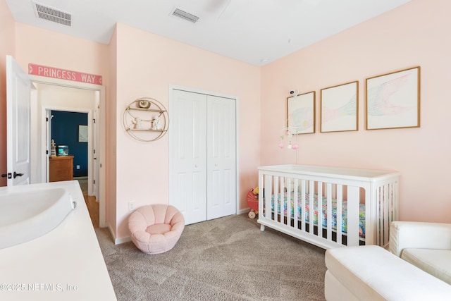 264 Windermere Way, Saint Augustine, FL 32095 - carpeted bedroom featuring a closet, a sink, baseboards, and a crib