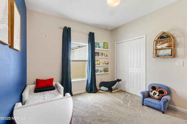 264 Windermere Way, Saint Augustine, FL 32095 - sitting room featuring carpet flooring, ceiling fan, and baseboards