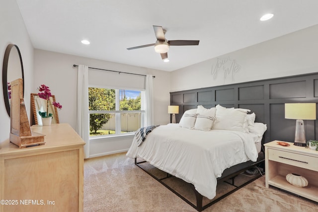 264 Windermere Way, Saint Augustine, FL 32095 - bedroom featuring recessed lighting, light colored carpet, and ceiling fan