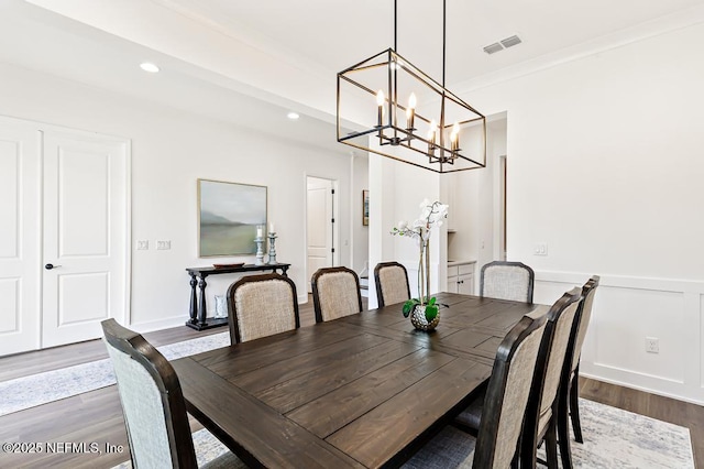 638 Windley Dr, Saint Augustine, FL 32092 - dining space featuring a chandelier, dark wood-style floors, and recessed lighting