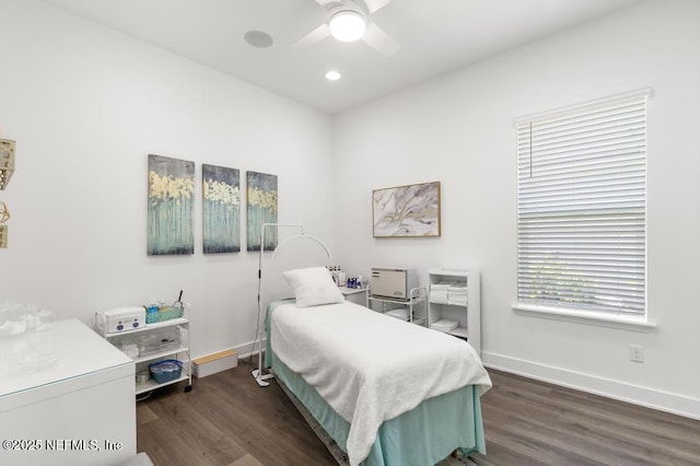 638 Windley Dr, Saint Augustine, FL 32092 - bedroom with wood finished floors, baseboards, a ceiling fan, and recessed lighting