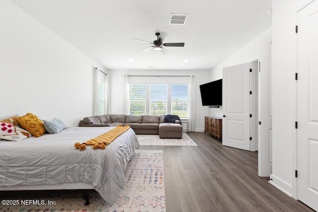 638 Windley Dr, Saint Augustine, FL 32092 - bedroom with wood finished floors, ceiling fan, baseboards, and recessed lighting
