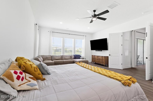 638 Windley Dr, Saint Augustine, FL 32092 - bedroom with wood finished floors, recessed lighting, and ceiling fan