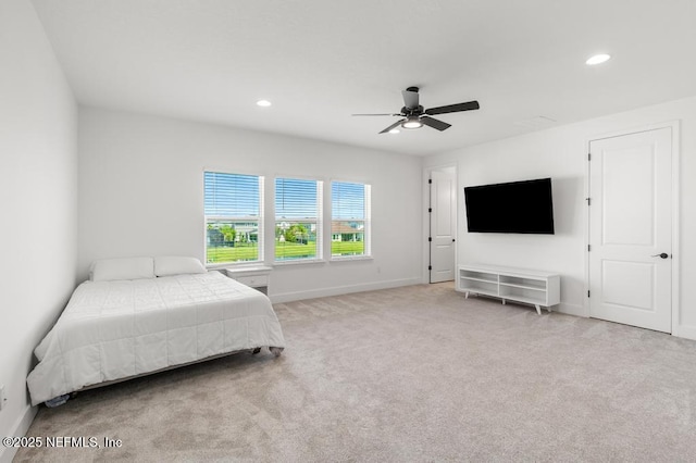 638 Windley Dr, Saint Augustine, FL 32092 - carpeted bedroom with recessed lighting, baseboards, and a ceiling fan