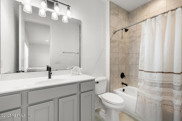 638 Windley Dr, Saint Augustine, FL 32092 - bathroom featuring vanity, toilet, and shower / bath combination with curtain