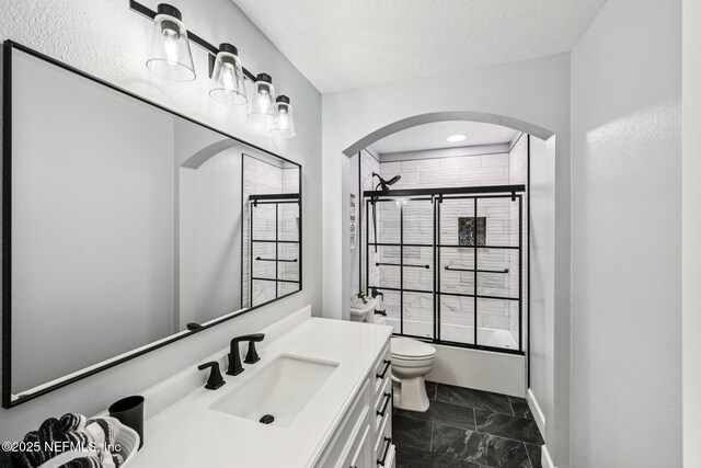 145 Thornloe Dr, Saint Johns, FL 32259 - full bath with vanity, toilet, enclosed tub / shower combo, marble finish floors, and baseboards