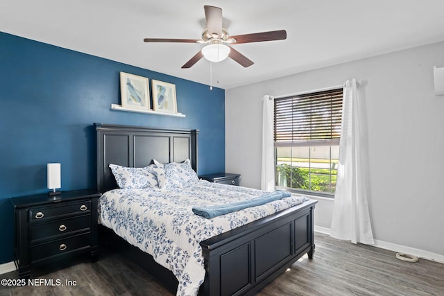 147 Quarton Dr, Orange Park, FL 32073 - bedroom featuring dark wood-style flooring, baseboards, and ceiling fan