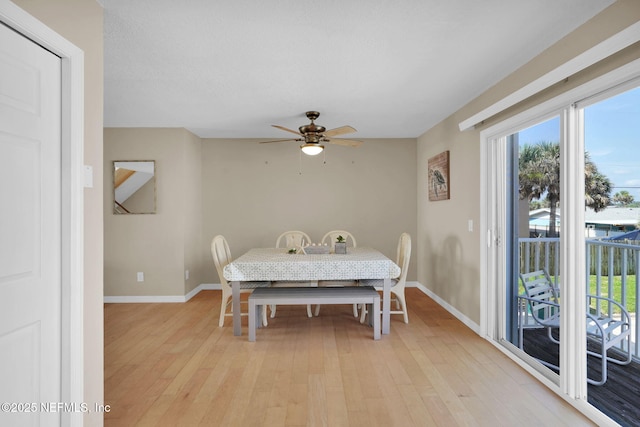 2898 Ocean Shore Blvd Unit 4020, Ormond Beach, FL 32176 - dining space with healthy amount of natural light, light wood finished floors, baseboards, and a ceiling fan