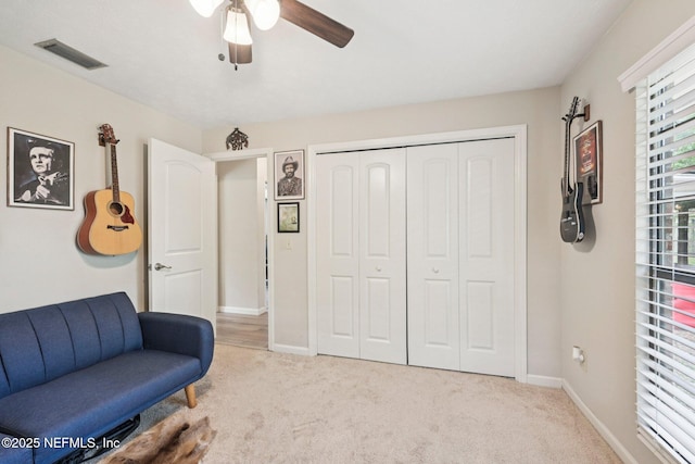 884 Live Oak Ln, Fleming Island, FL 32003 - sitting room featuring carpet flooring and a ceiling fan